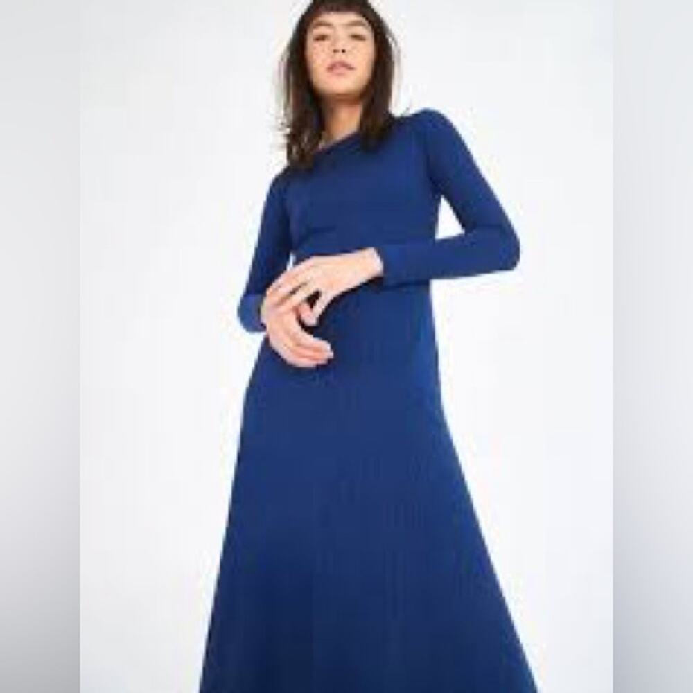 FARM RIO Boat Neck Midi Dress Navy M